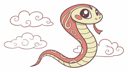 Chinese Cobra snake welcoming sits school vector. AI generated. Vector iconのイラスト素材