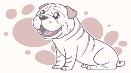 Chinese Shar-Pei dog humiliated stands beach vector. AI generated. Vector iconのイラスト素材