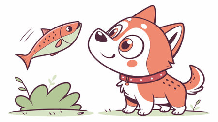 Chinook Salmon dog pleasant runs house vector. AI generated. Vector iconのイラスト素材