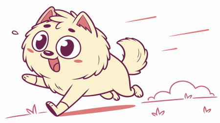 Chow Pom dog joyful walks forest vector. AI generated. Vector iconのイラスト素材