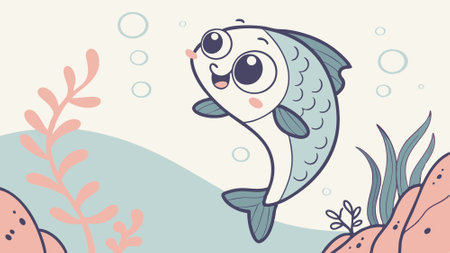 Climbing Perch fish welcoming smiles city vector. AI generated. Vector iconのイラスト素材