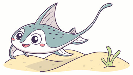 Clearnose Skate fish scary walks street vector. AI generated. Vector iconのイラスト素材