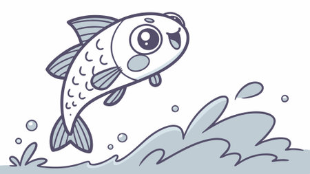 Climbing Perch fish abandoned walks lake vector. AI generated. Vector iconのイラスト素材