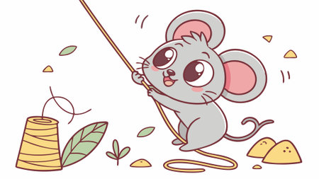 Climbing Mouse sullen smiles ocean vector. AI generated. Vector iconのイラスト素材