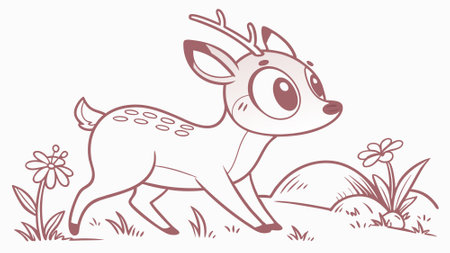 Chinese Water Deer intimidated rests ocean vector. AI generated. Vector iconのイラスト素材