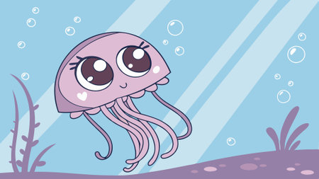 Comb Jellyfish victorious looks farm vector. AI generated. Vector icon