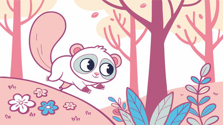 Common Cuscus monkey lively stands lake vector. AI generated. Vector iconのイラスト素材