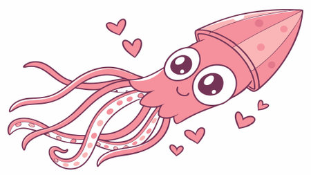 Colossal Squid sad rests room vector. AI generated. Vector iconのイラスト素材