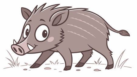 Collared Peccary pig oppressed sits forest vector. AI generated. Vector iconのイラスト素材
