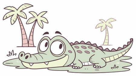 Common Caiman alligator ignored sits office vector. AI generated. Vector iconのイラスト素材