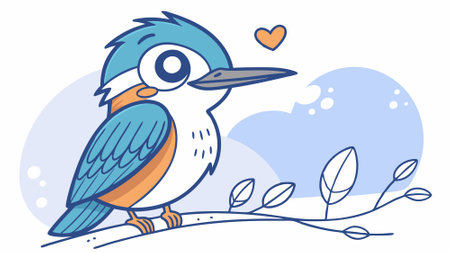 Common Kingfisher bird frisky goes jungle vector. AI generated. Vector iconのイラスト素材