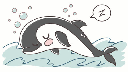 Commerson Dolphin cheerful angry ocean vector. AI generated. Vector iconのイラスト素材