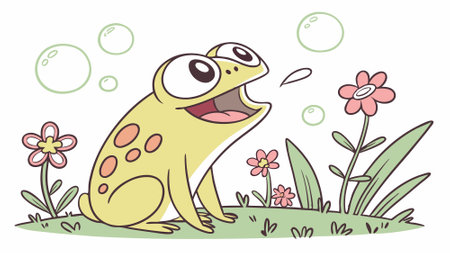 Common Frog stupid sits street vector. AI generated. Vector iconのイラスト素材