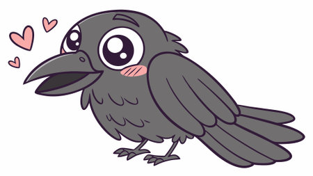 Common Raven bird soft smiles garden vector. AI generated. Vector iconのイラスト素材