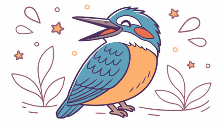 Common Kingfisher bird happy looks office vector. AI generated. Vector iconのイラスト素材