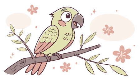 Conure bird hostile goes jungle vector. AI generated. Vector iconのイラスト素材