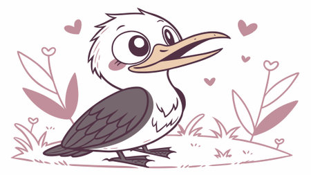 Cormorant bird friendly stands house vector. AI generated. Vector iconのイラスト素材