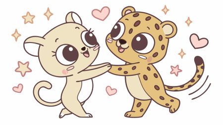 Cougar leopard cooperative screams island vector. AI generated. Vector iconのイラスト素材