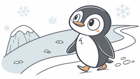 Crested Penguin distressed stands school vector. AI generated. Vector iconのイラスト素材