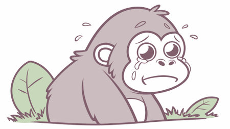 Cross River Gorilla supportive sits office vector. AI generated. Vector icon