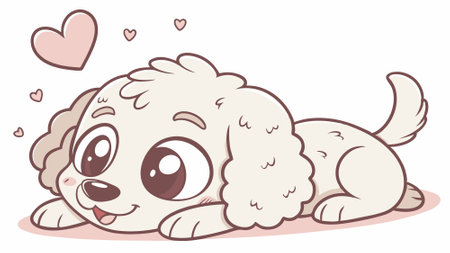 Curly Retriever dog powerful runs street vector. AI generated. Vector iconのイラスト素材