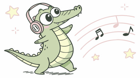 Crocodile in shock screams garden vector. AI generated. Vector iconのイラスト素材