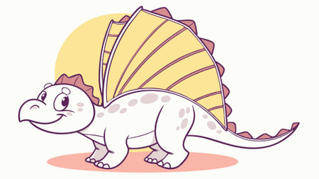 Dimetrodon dinosaur animated smiles sea vector. AI generated. Vector iconのイラスト素材