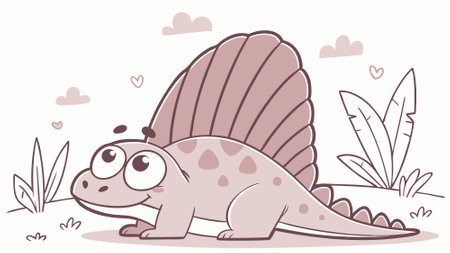 Dimetrodon dinosaur annoyed stands street vector. AI generated. Vector iconのイラスト素材