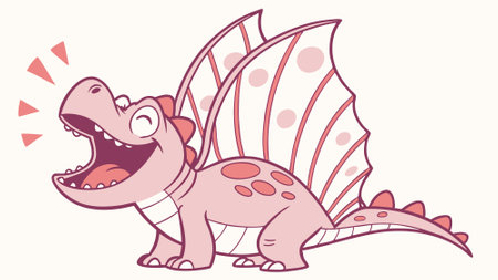 Dimetrodon dinosaur angry sits school vector. AI generated. Vector iconのイラスト素材