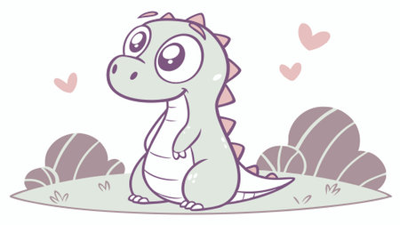 Dinosaur enthusiastic stands lake vector. AI generated. Vector iconのイラスト素材