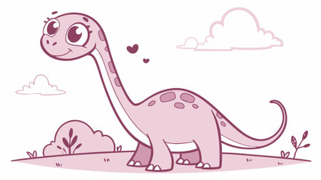 Diplodocus dinosaur fabulous angry island vector. AI generated. Vector iconのイラスト素材