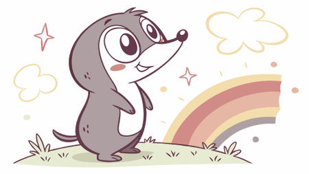 De Winton Mole kind rests city vector. AI generated. Vector iconのイラスト素材