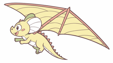 Dimetrodon dinosaur amazed runs village vector. AI generated. Vector iconのイラスト素材