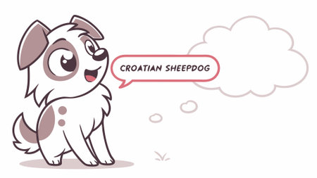 Croatian Sheepdog dog horrified goes sea vector. AI generated. Vector iconのイラスト素材