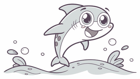 Dogfish fish cheerful walks beach vector. AI generated. Vector iconのイラスト素材