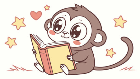 Douc monkey cheating laughs lake vector. AI generated. Vector icon