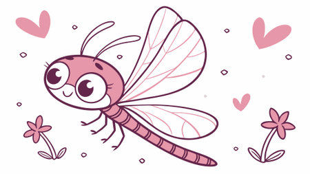 Dragonfly insect soft sits village vector. AI generated. Vector iconのイラスト素材