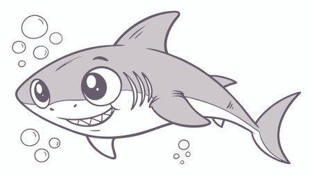 Dusky Shark fish cooperative goes island vector. AI generated. Vector iconのイラスト素材