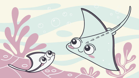 Eagle Ray fish shy passionate lies island vector. AI generated. Vector iconのイラスト素材