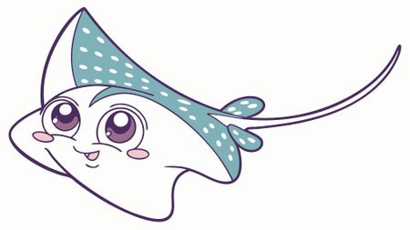 Eagle Ray fish shocked goes ocean vector. AI generated. Vector iconのイラスト素材