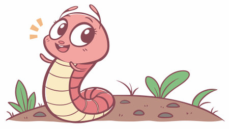 Earthworm worm amiable looks farm vector. AI generated. Vector iconのイラスト素材