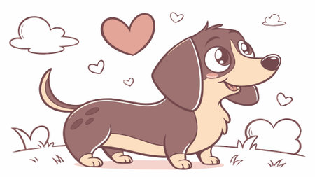 Dorkie dog sullen smiles ocean vector. AI generated. Vector iconのイラスト素材