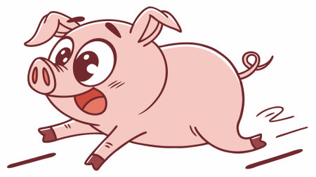 Domestic Pig listening sits street vector. AI generated. Vector iconのイラスト素材