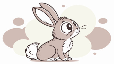 Eastern Cottontail rabbit joyless stands village vector. AI generated. Vector iconのイラスト素材