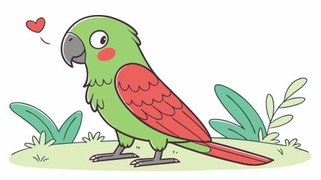 Eclectus Parrot bird sad runs farm vector. AI generated. Vector iconのイラスト素材