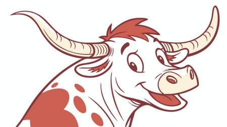 English Longhorn Cattle cow cheerful stands beach vector. AI generated. Vector iconのイラスト素材