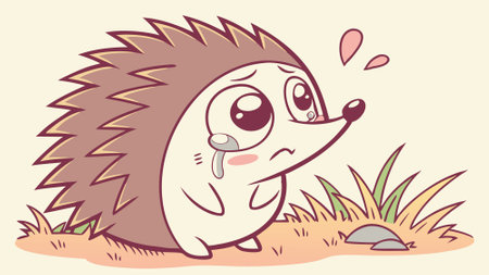 Echidna jubilant laughs farm vector. AI generated. Vector iconのイラスト素材