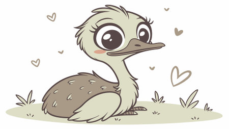 Emu bird jubilant walks farm vector. AI generated. Vector iconのイラスト素材