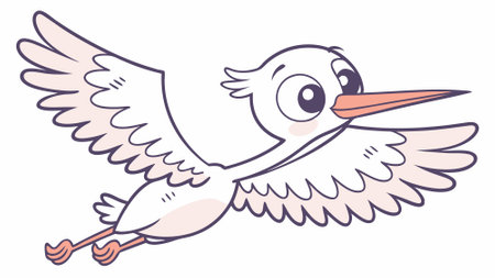 Egret bird welcoming runs school vector. AI generated. Vector iconのイラスト素材