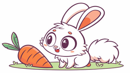 English Angora Rabbit pleasant smiles sea vector. AI generated. Vector iconのイラスト素材